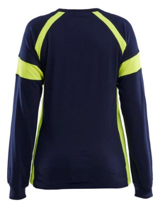 Afbeeldingen van BLÅKLÄDER T-shirt dames met lange mouwen Visible 3521 marineblauw/High Vis geel M