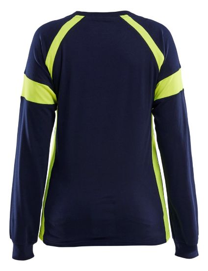 Afbeeldingen van BLÅKLÄDER T-shirt dames met lange mouwen Visible 3521 marineblauw/High Vis geel 2XL