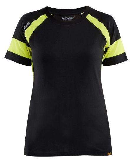 Afbeeldingen van BLÅKLÄDER T-shirt dames Visible 3524 zwart/High Vis geel M