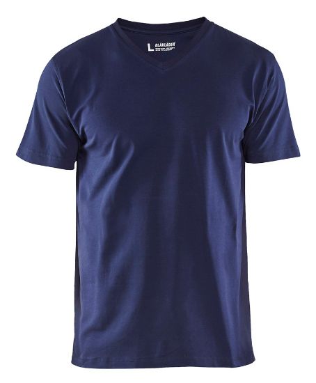 Afbeeldingen van BLÅKLÄDER T-shirt V-hals 3360 marineblauw 4XL