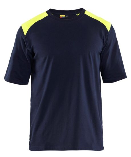 Afbeeldingen van BLÅKLÄDER T-shirt vlamvertragend 3476 marineblauw/High Vis geel M