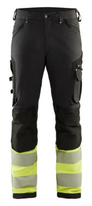 Afbeeldingen van BLÅKLÄDER Werkbroek met 4-weg stretch zonder spijkerzakken 1193 zwart/High Vis geel C146