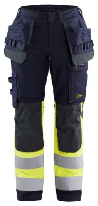 Afbeeldingen van BLÅKLÄDER Werkbroek Multinorm dames Inherent met stretch 7185 marineblauw/High Vis geel C40