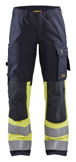 Afbeeldingen van BLÅKLÄDER Werkbroek Multinorm dames Inherent met stretch 7187 marineblauw/High Vis geel D22