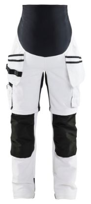 Afbeeldingen van BLÅKLÄDER Zwangerschapsbroek schilder Zip-Off 7102 wit/zwart XL