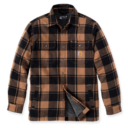 Afbeeldingen van CARHARTT Overhemd flannel sherpa geruit 105939 bruin 2XL