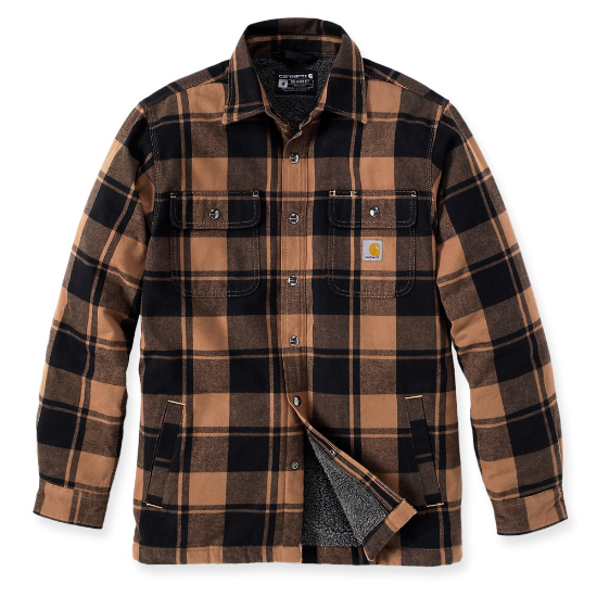 Afbeeldingen van CARHARTT Overhemd flannel sherpa geruit 105939 bruin L