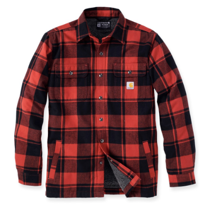 Afbeeldingen van CARHARTT Overhemd flannel sherpa geruit 105939 red ochre L