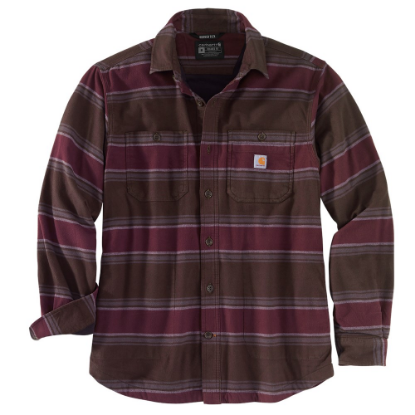 Afbeeldingen van CARHARTT Overhemd Hamilton fleece 104913 donkerbruin gestreept M