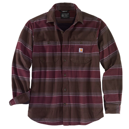 Afbeeldingen van CARHARTT Overhemd Hamilton fleece 104913 donkerbruin gestreept S
