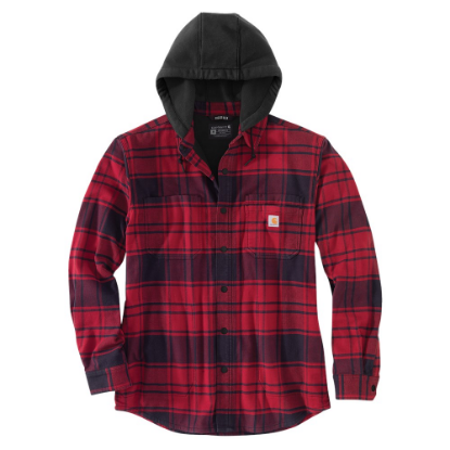 Afbeeldingen van CARHARTT Overhemd met capuchon flannel fleece gestreept 105621 oxblood XL