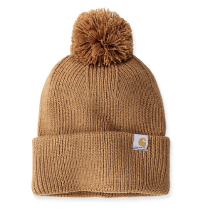 Afbeeldingen van CARHARTT Pom-pom muts ribgebreid dames 106003 bruin onesize