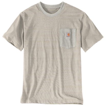 Afbeeldingen van CARHARTT T-shirt gestreept met zak 106145 malt/apple butter 2XL