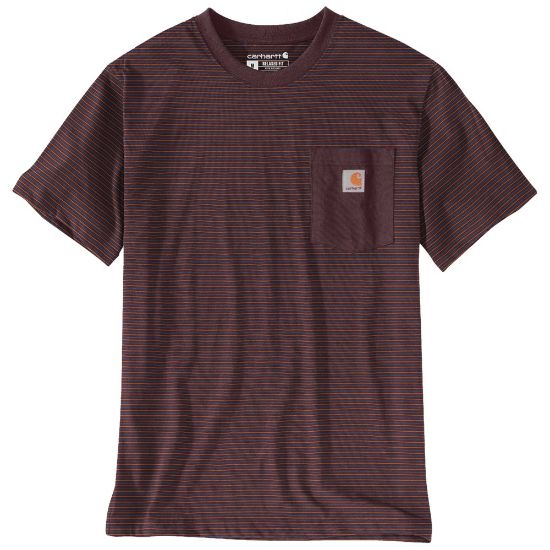 Afbeeldingen van CARHARTT T-shirt gestreept met zak 106145 port M