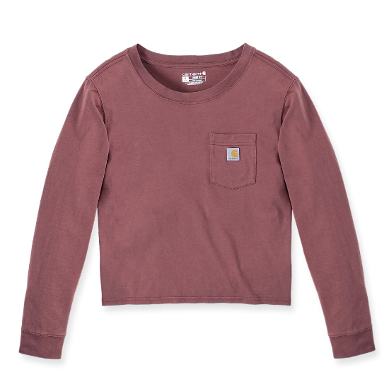 Afbeeldingen van CARHARTT T-shirt lange mouwen met zak dames 106121 sable XS