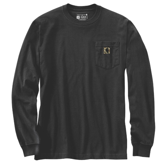 Afbeeldingen van CARHARTT T-shirt lange mouwen met zak en grafisch logo 105583 zwart L