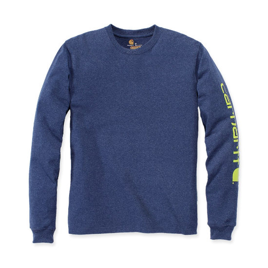 Afbeeldingen van CARHARTT T-shirt logo sleeve L/S EK231 dark cobalt blue heather L