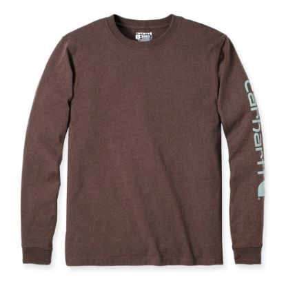 Afbeeldingen van CARHARTT T-shirt logo sleeve L/S EK231 mocha heather 2XL