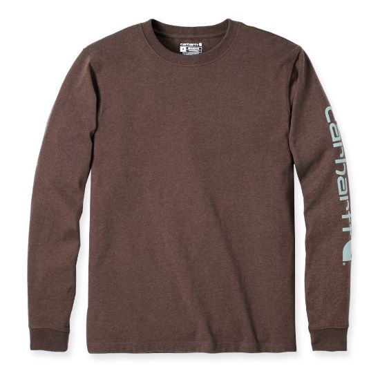 Afbeeldingen van CARHARTT T-shirt logo sleeve L/S EK231 mocha heather S