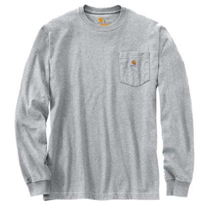 Afbeeldingen van CARHARTT T-shirt met lange mouwen en zak K16 heather grey 2XL