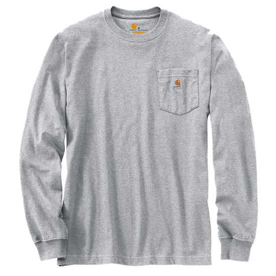 Afbeeldingen van CARHARTT T-shirt met lange mouwen en zak K16 heather grey 2XL