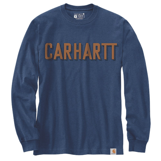 Afbeeldingen van CARHARTT T-shirt met lange mouwen grafische print 104891 dark cobalt blue heather S