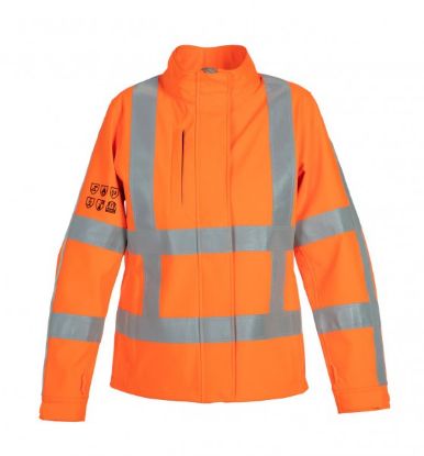Afbeeldingen van HYDROWEAR Softshell jas multinorm RWS dames Morgan fluor oranje L
