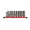 Afbeeldingen van MILWAUKEE Doppenset SHOCKWAVE ⅜" lang op rail 9x