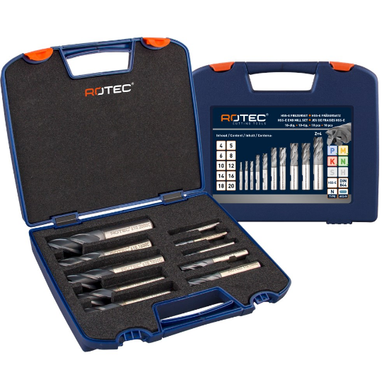 Afbeeldingen van ROTEC Vingerfrezenset HSS-E 610C DIN844 10-delig 4-20MM ABS