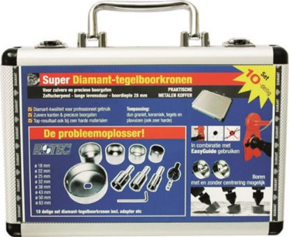 Afbeeldingen van ROTEC Diamant tegelboorkroonset 759 18-83MM 10-delig in koffer inclusief adapter en sleutel