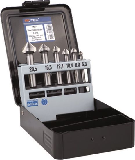 Afbeeldingen van ROTEC Verzinkfreesset 400 DIN335-C 6-delig M3-M10 6,3-20,5MM ABS