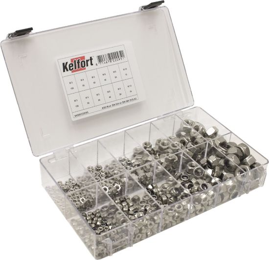 Afbeeldingen van KELFORT Assortimentdoos nr.34 moeren DIN934 + borgmoeren DIN985 RVSA2