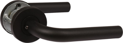 Afbeeldingen van OXLOC Deurkruk + rozet L-model Breda RVS zwart ST 37-42MM