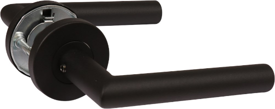 Afbeeldingen van OXLOC Deurkruk + rozet L-model Tilburg RVS zwart ST 37-42MM