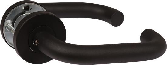 Afbeeldingen van OXLOC Deurkruk + rozet D-model Coevorden RVS zwart ST 37-42MM