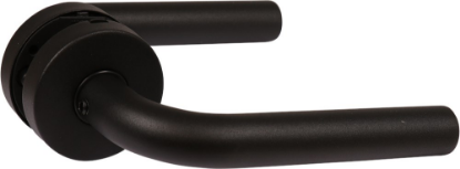 Afbeeldingen van OXLOC Deurkruk + rozet L-model Breda RVS zwart PE 37-42MM