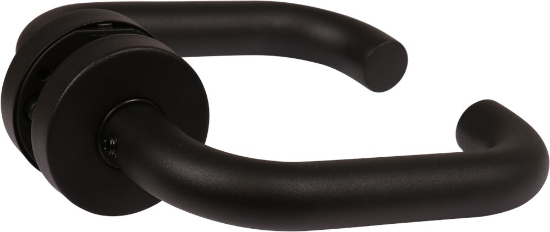 Afbeeldingen van OXLOC Deurkruk + rozet D-model Coevorden RVS zwart PE 37-42MM