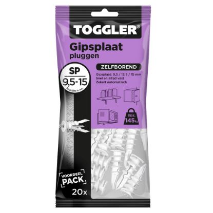 Afbeeldingen van TOGGLER Gipsplaatplug SP paars 9,5-15MM 20x