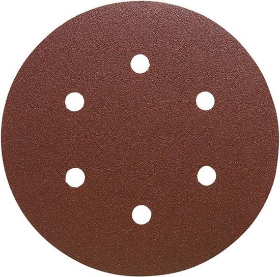 Afbeeldingen van FORUM Schuurschijf met klittenband t.b.v. houtbewerking korund 6-gats 150MM K60
