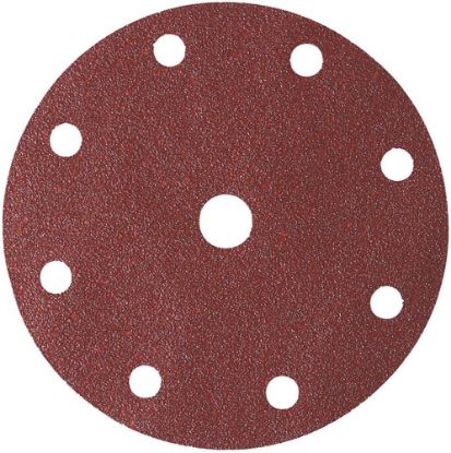 Afbeeldingen van FORUM Schuurschijf met klittenband t.b.v. houtbewerking korund 9-gats 150MM K80