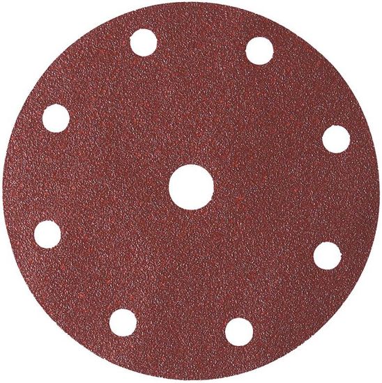 Afbeeldingen van FORUM Schuurschijf met klittenband t.b.v. houtbewerking korund 9-gats 150MM K80