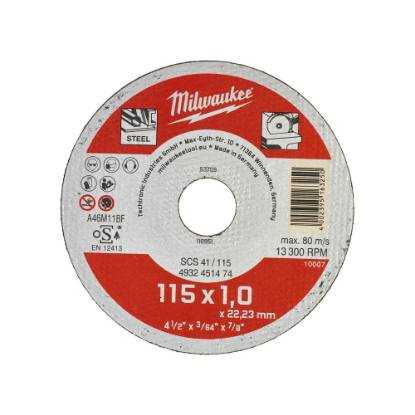 Afbeeldingen van MILWAUKEE Doorslijpschijf metaal dun Contractor SCS41 115X1MM 200x in display