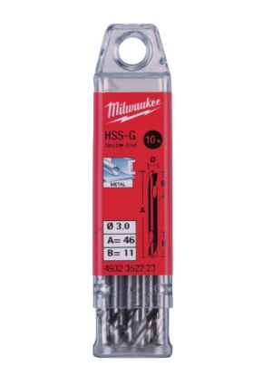 Afbeeldingen van MILWAUKEE Metaalboor HSS-G dubbelzijdig 3,2X49MM 10x