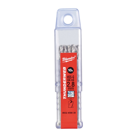 Afbeeldingen van MILWAUKEE Metaalboor HSS-G THUNDERWEB DIN338 2,8X61MM 10x