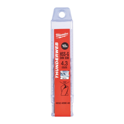 Afbeeldingen van MILWAUKEE Metaalboor HSS-G THUNDERWEB DIN338 4,3X80MM 10x