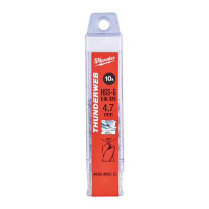 Afbeeldingen van MILWAUKEE Metaalboor HSS-G THUNDERWEB DIN338 4,7X80MM 10x