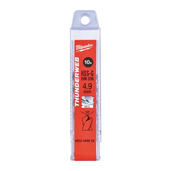 Afbeeldingen van MILWAUKEE Metaalboor HSS-G THUNDERWEB DIN338 4,9X86MM 10x