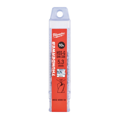 Afbeeldingen van MILWAUKEE Metaalboor HSS-G THUNDERWEB DIN338 5,3X86MM 10x