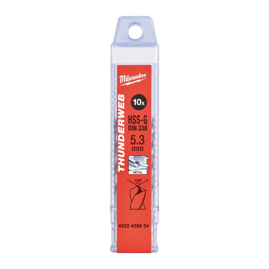 Afbeeldingen van MILWAUKEE Metaalboor HSS-G THUNDERWEB DIN338 5,3X86MM 10x