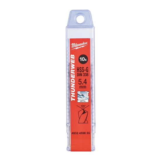 Afbeeldingen van MILWAUKEE Metaalboor HSS-G THUNDERWEB DIN338 5,4X93MM 10x
